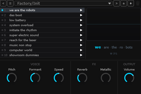 Robot — phrase-based synthetic voice instrument UI
